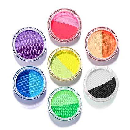 Water Activated Split Cake Eyeliner, UV Blacklight Glow Fluorescent Paint, Onmay 14 Bright Color Retro Graphic Hydra Eye Liner, Body Face Paint, Halloween Makeup (14color)