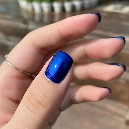COSMOO Blue Nail Polish, 12ml Quick Dry Nail Lacquer, Super Lustrous Nail Enamel Polish, Shimmer Iridescent Ultrachrome Art Varnish, 0.41 fl oz