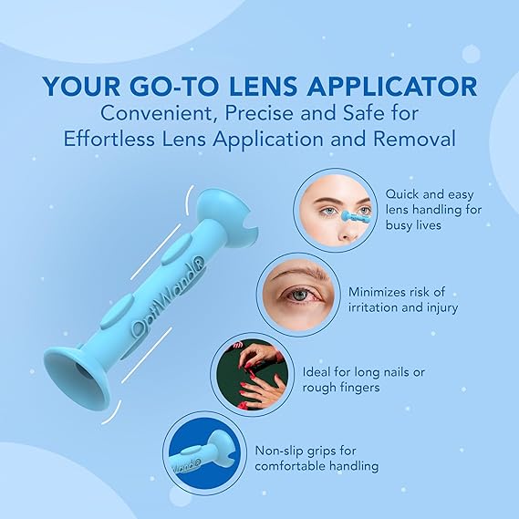 Portable Soft Contact Lens Removal & Insertion Tool - Silicone Rubber Eye Lens Inserter & Remover Device with Pincher End & Finger Grips - Safe & Easy to Use, Travel Size – 1.75"