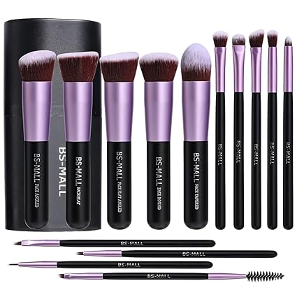 BS-MALL Makeup Brushes Premium Synthetic Foundation Powder Concealers Eye Shadows 14 Pcs Purple